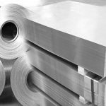 pallets and rolls of steel sheet metal