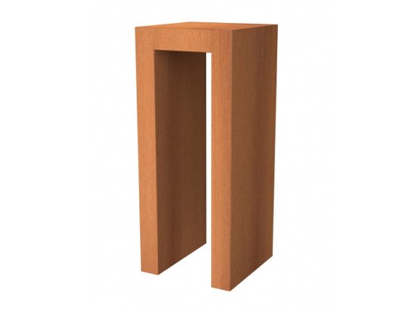 corten steel pedestal, garden feature