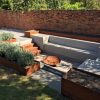 corten steel seating area in garden
