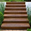 corten steel stairs in garden