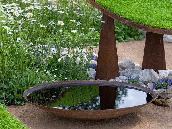60cm Curved Corten Steel Water Bowl//Water Feature//Outdoors//Home and Garden