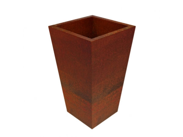 corten steel square tapered planter