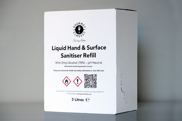 liquid hand & surface sanitiser, bulk 3 litres